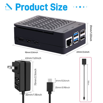 52Pi Starter Kit for Raspberry Pi 5 8GB, with Raspberry Pi 5 8GB Board, Case, 64GB Card, Card Reader, HDMI Cables and 27W USB C Power Supply