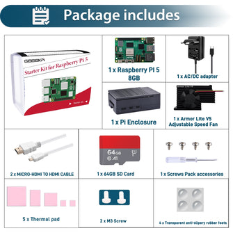 52Pi Starter Kit for Raspberry Pi 5 8GB, with Raspberry Pi 5 8GB Board ...