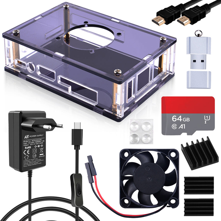 52Pi Orange Pi 5/5B Starter Kit Acrylic Case Transparent Shell