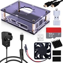 52Pi Orange Pi 5/5B Starter Kit Acrylic Case Transparent Shell with Fan Power Supply Heatsink HDMI Cable and MicroSD Card