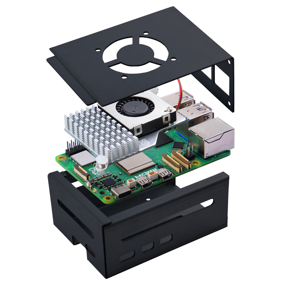 52pi Cooler Raspberry Pi 3 52Pi Raspberry Pi 5 Metal Case with Cooling Fan and Heatsinks Support ...