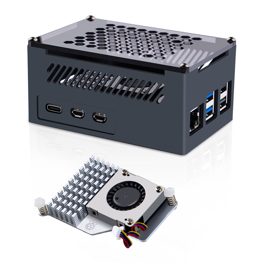 52Pi Aluminum Case Black Brick Enlosure With Cooling Fan Heatsink