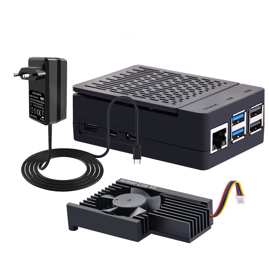 カルビーズページ 52Pi ABS Case Black Enlosure Shell for Raspberry Pi 5 with Armor