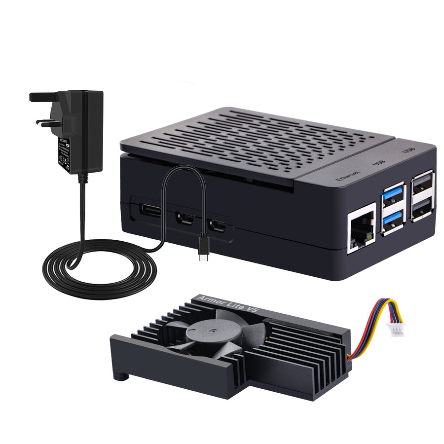 52Pi ABS Case Black Enlosure Shell for Raspberry Pi 5 with Armor