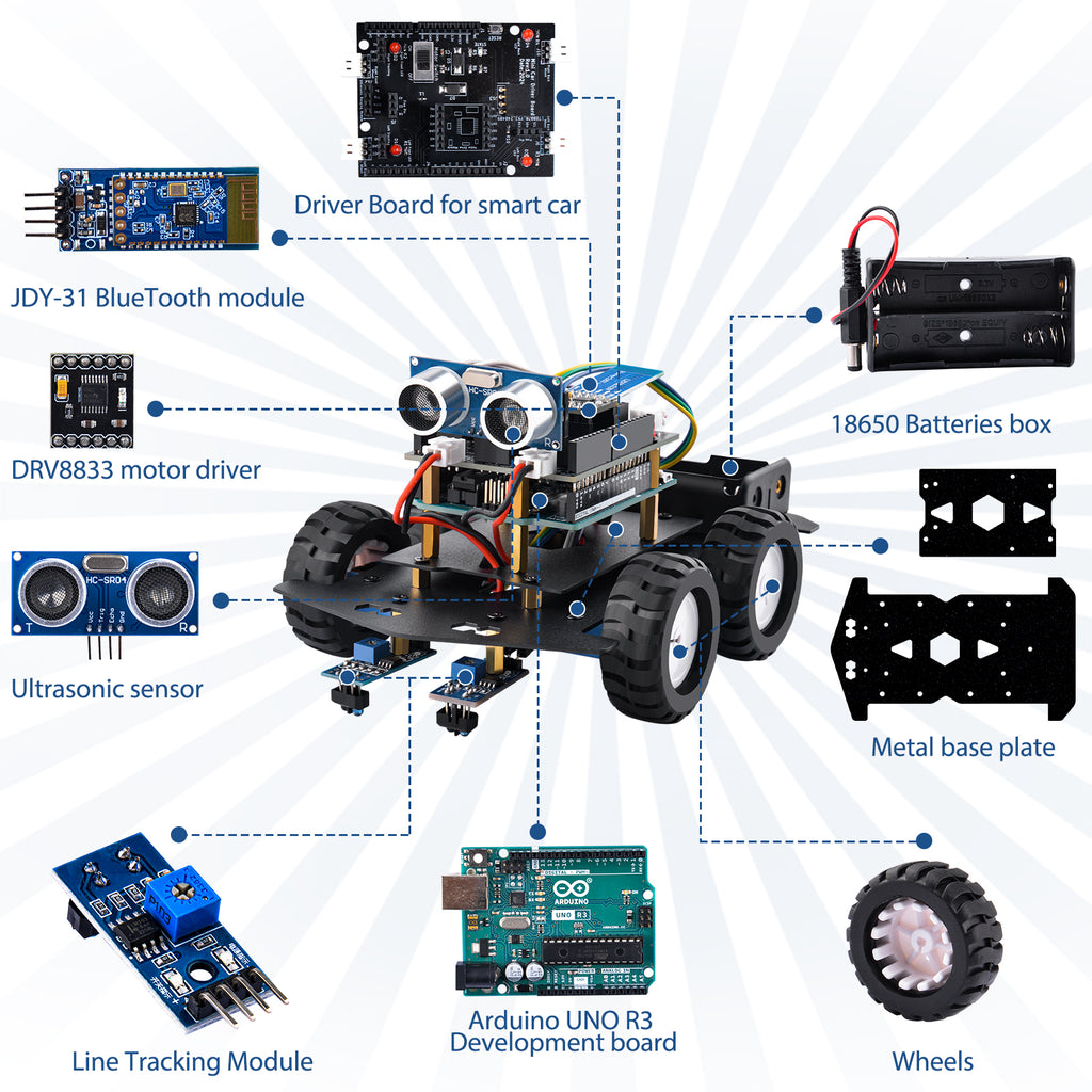 52Pi UNO R3 Smart Robot Car Kit for Arduino, STEM Programming Educatio ...
