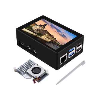 52Pi 3.5 inch HDMI Touch Screen with Case for Raspberry Pi 5, with Official Pi 5 Active Cooler, 320x480 Monitor TFT LCD Display for Raspberry Pi 5