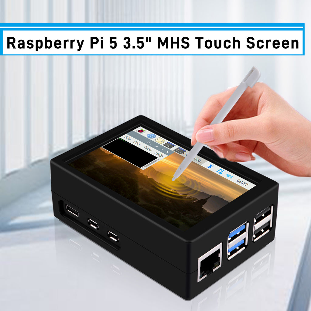 52Pi 3.5 inch HDMI Touch Screen with Case for Raspberry Pi 5, with Off ...