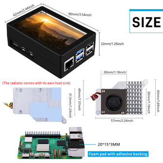 Screen For Rpi5 52Pi 3.5 inch HDMI Touch Screen with Case for Raspberry Pi 5, with Off ...