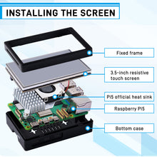 52Pi 3.5 inch HDMI Touch Screen with Case for Raspberry Pi 5, with Official Pi 5 Active Cooler, 320x480 Monitor TFT LCD Display for Raspberry Pi 5