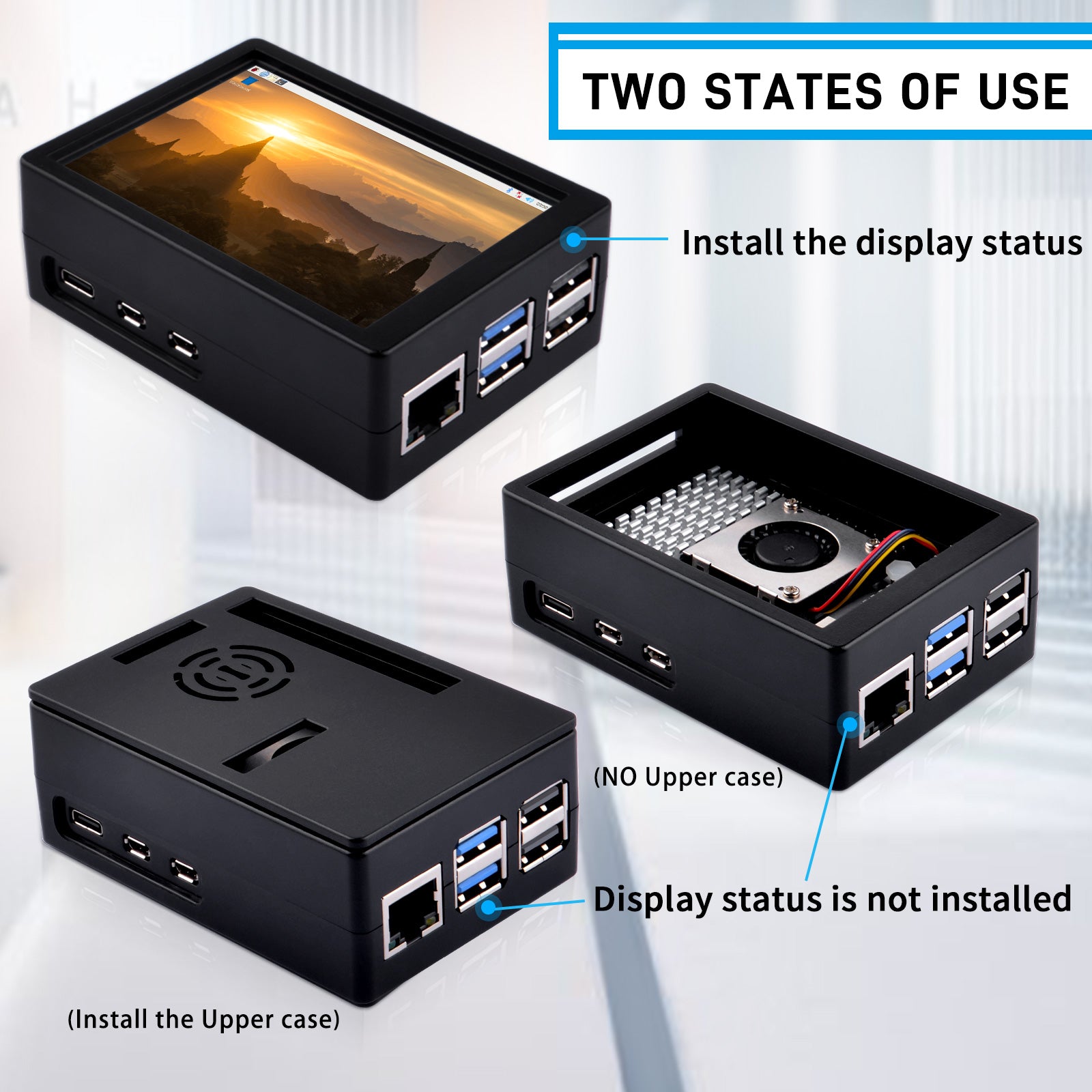 52Pi 3.5 inch HDMI Touch Screen with Case for Raspberry Pi 5, with Off ...