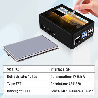 Screen For Rpi5 52Pi 3.5 inch HDMI Touch Screen with Case for Raspberry Pi 5, with Off ...