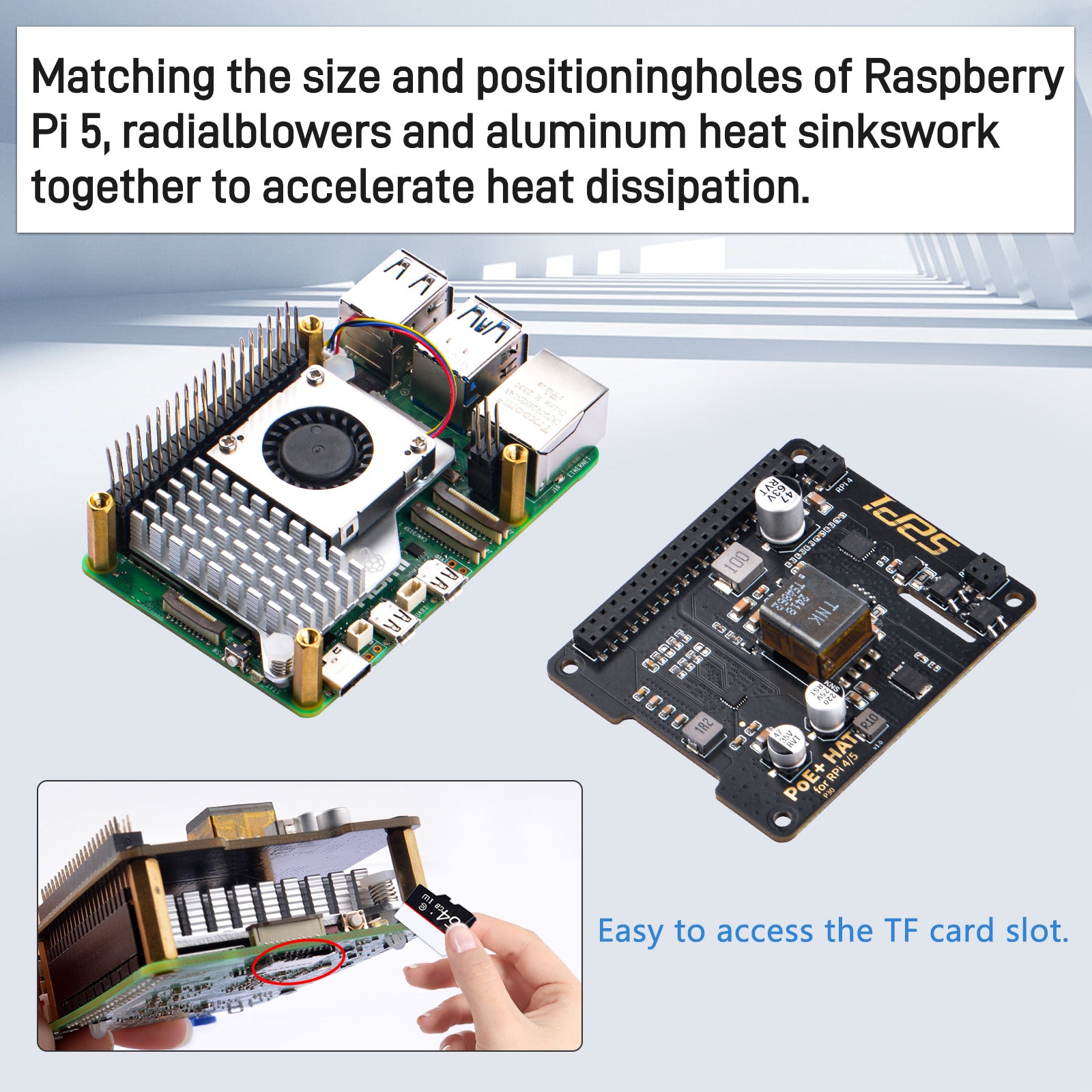 52pi Cooler Raspberry Pi 3 52Pi P30 PoE+ HAT for Raspberry Pi 5, with Official Pi 5 Active Cooler ...