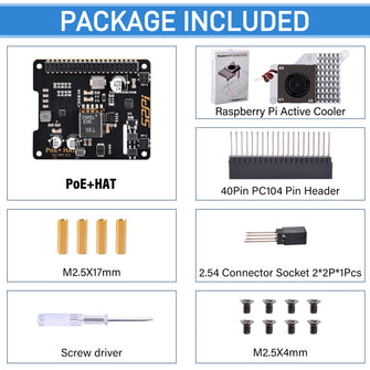 52Pi P30 PoE+  HAT for Raspberry Pi 5, with Official Pi 5 Active Cooler