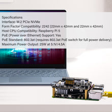 52Pi M.2 NVME M-KEY PoE+  Hat with Official Pi 5 Active Cooler for Raspberry Pi 5, Support M.2 NVMe SSD 2230 2242