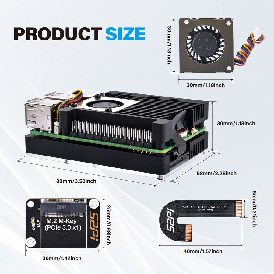 Armor Case with M.2 M-key PCIe3.0 x1 adapter for Raspberry Pi 5