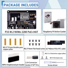 52Pi P33 M.2 NVMe 2280 PoE+ HAT Extension Board with Official Cooler  for Raspberry Pi 5
