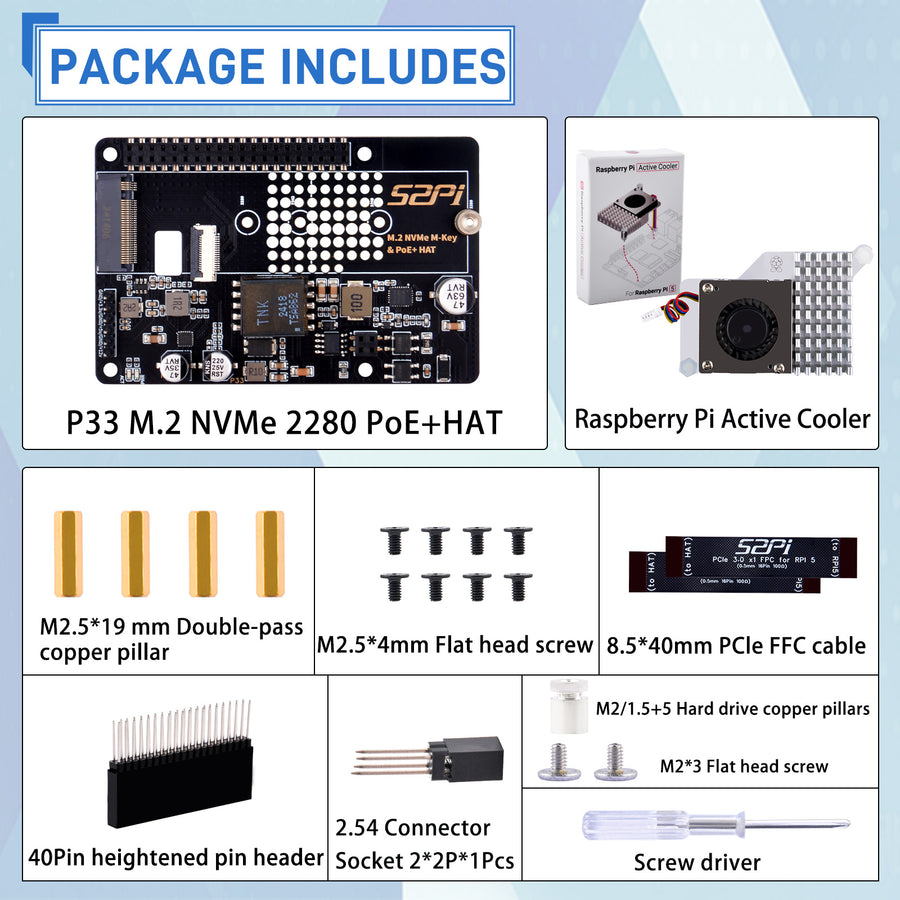 その他 POTIC OI ROOU 52Pi P33 M.2 NVMe 2280 PoE+ HAT Extension Board with Official