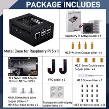 52Pi N07 M.2 2280 PCIe to NVMe SSD PCIe Peripheral Bottom Board with Metal Case and Official Cooler for Raspberry Pi 5