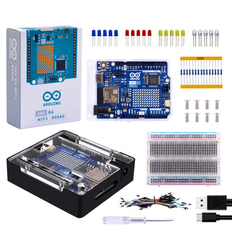 Metal Case for Arduino UNO R4, Student Starter Kit for Arduino R4 WiFi with LEDs, Jumper Wire, Breadboard and Resistor