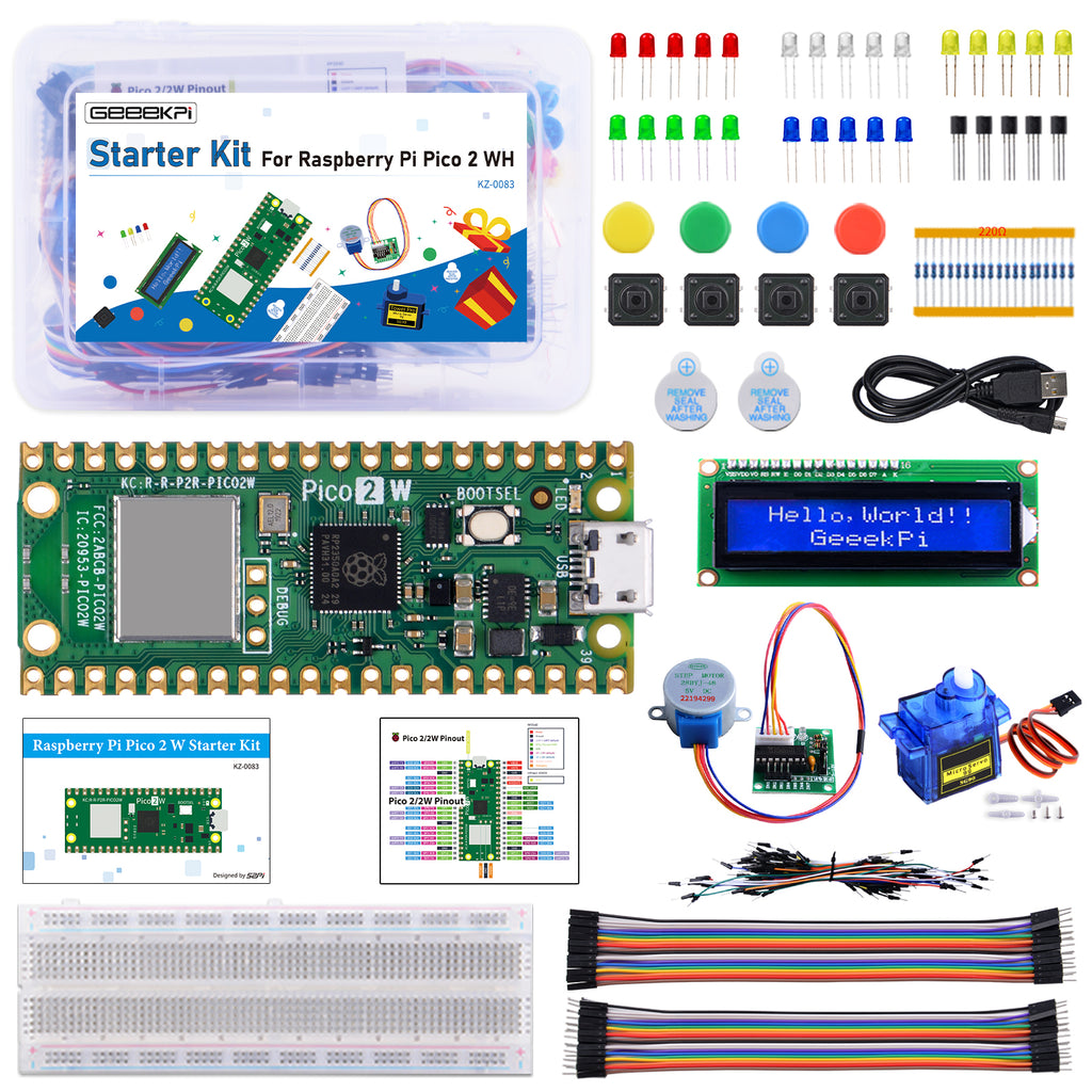 Raspberry Pi Pico 2 WH Starter Kit with Raspberry Pi Pico 2 WH, WiFi-e ...