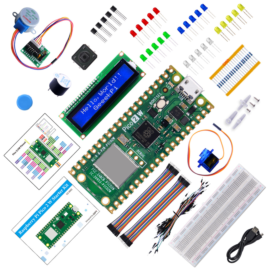 Raspberry Pi Pico 2 WH Starter Kit with Raspberry Pi Pico 2 WH, WiFi-e ...
