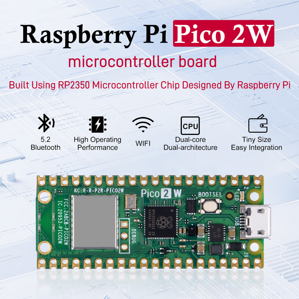 Raspberry Pi Pico 2 WH Starter Kit with Raspberry Pi Pico 2 WH, WiFi-e ...