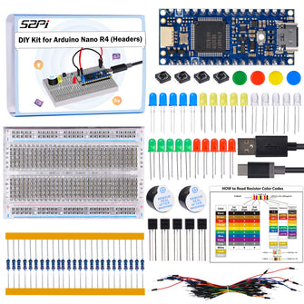 52Pi DIY Beginner Kit Compatible with Arduino Nano R4 with Headers, Fu ...