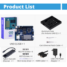 52Pi Starter Kit for Arduino UNO Q 2GB, with Arduino UNO Q 2GB Board, Aluminum Case, Type-C Hub, Cat 6 Ethernet Patch Cable and USB-C Power Supply