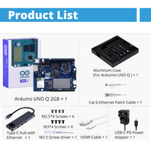 52Pi Starter Kit for Arduino UNO Q 2GB, with Arduino UNO Q 2GB Board, Aluminum Case, Type-C Hub, Cat 6 Ethernet Patch Cable and USB-C Power Supply