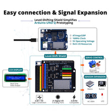 52Pi 5V GPIO Starter Kit for Arduino UNO Q, Complete Electronics Prototyping Bundle with Level Shift Shield, LCD1602, Sensors, Servo