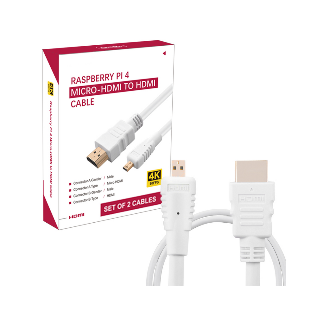 52Pi Micro HDMI to Standard HDMI Male Cable 4K for Raspberry Pi 4 (2 P ...