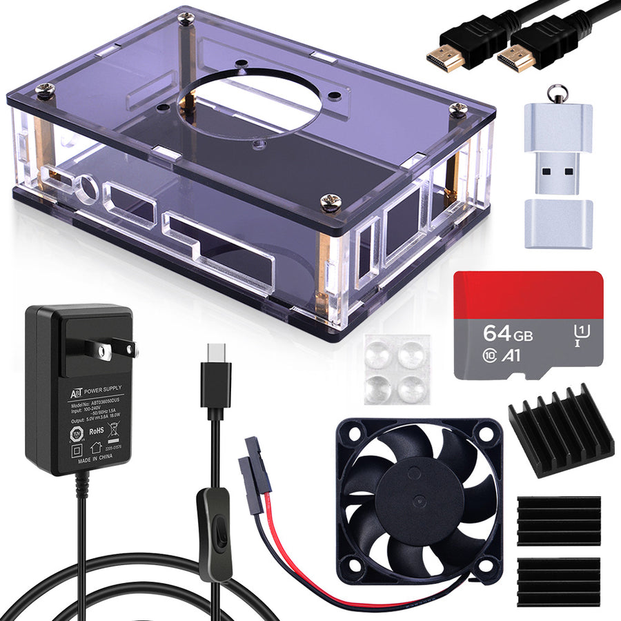 52Pi Orange Pi 5/5B Starter Kit Acrylic Case Transparent Shell