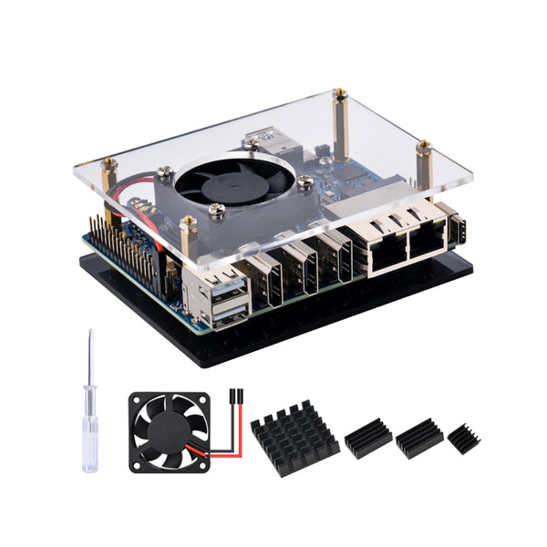 52Pi Orange Pi 5 Plus Acrylic Case Transparent Shell with Fan