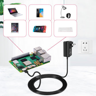 52Pi 5V 5A Power Supply Type-C For Raspberry Pi 5 US/UK/EU Standard ...
