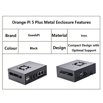 Orange Pi 5 Plus Metal Protective Case Enlosure Shell with Low-noise Cooling Fan Heatsinks