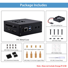 52Pi Orange Pi 5/5B Metal Protective Case Enlosure Iron Shell with Cooling Fan Heatsinks Expansion Slot for 2280 SSD