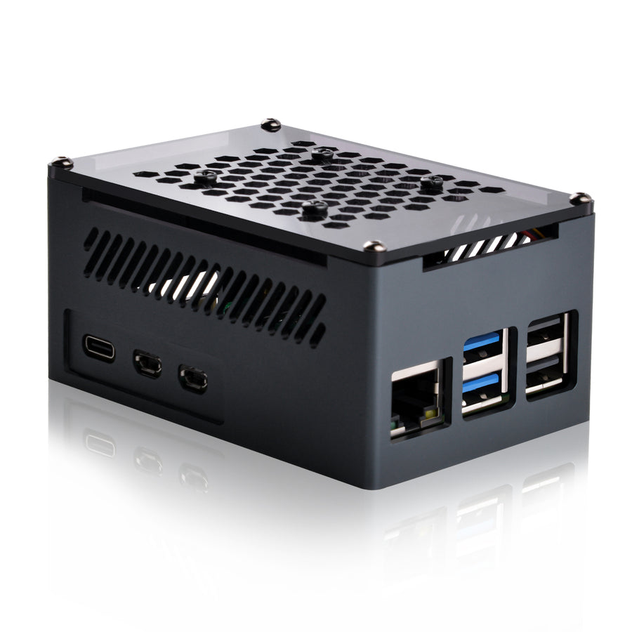 52Pi Aluminum Case Black Brick Enlosure With Cooling Fan Heatsink