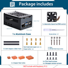 52Pi Aluminum Case Black Brick Enlosure With Cooling Fan Heatsink for Raspberry Pi 5