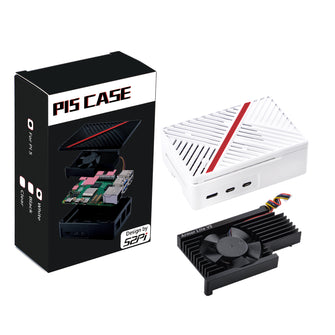 ABS Case Enlosure Black White With Fan for Raspberry Pi 5