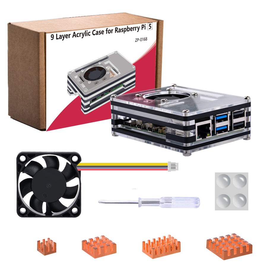 52Pi Acrylic Case Enlosure Black and White With Cooling Fan