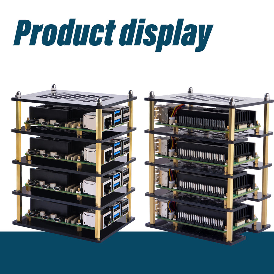 52Pi 4 Layers Acrylic Case Transparent /Brown with Armor Lite V5