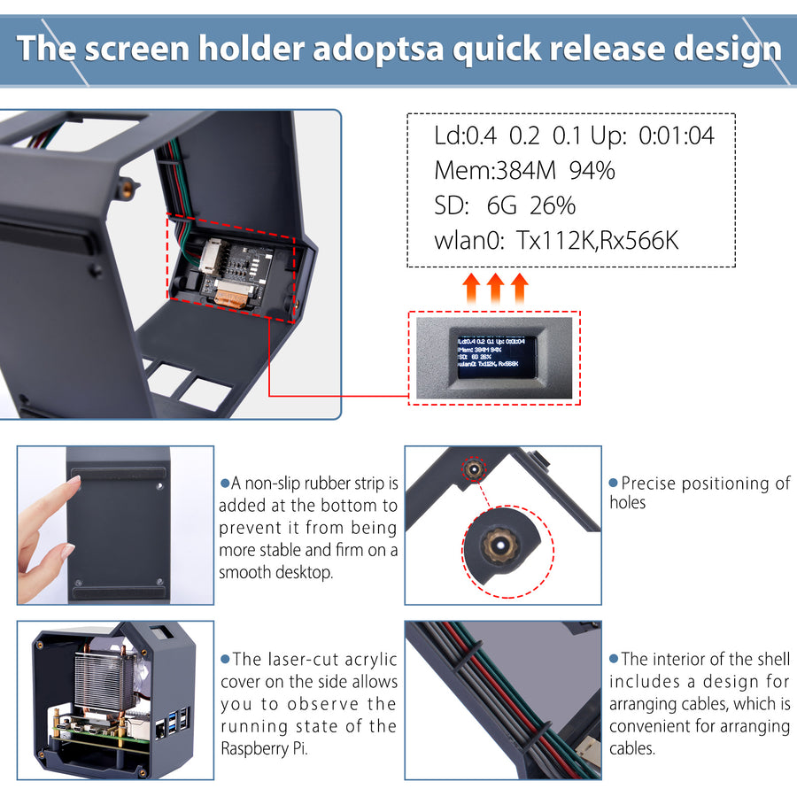 52Pi ABS Case Kit for Raspberry Pi 5, with N07 PCIe M.2 M-Key NVMe