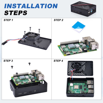 52Pi ABS Case Black Enlosure Shell for Raspberry Pi 4, With 4010 Speed Adjustable Fan