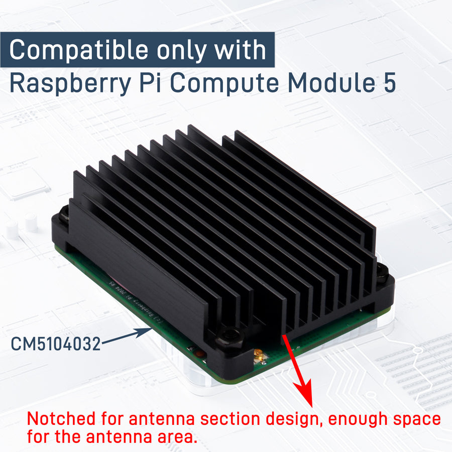 52Pi Aluminum Alloy CNC Heatsink For Raspberry Pi CM5, Passive