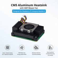 52Pi Aluminum Alloy Heatsink with 3007 Blower Fan for Raspberry Pi Compute Module 5, Active Passive Dual Cooling Radiator for Raspberry Pi CM5