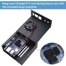 52Pi Orange Pi 5/5B Metal Protective Case Enlosure Iron Shell with Cooling Fan Heatsinks Expansion Slot for 2280 SSD