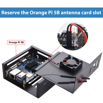 Orange Pi 5/5B Metal Protective Case Enlosure Iron Shell with Cooling Fan Heatsinks Expansion Slot for 2280 SSD