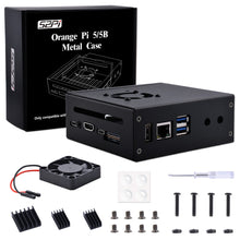 52Pi Orange Pi 5/5B Metal Protective Case Enlosure Iron Shell with Cooling Fan Heatsinks Expansion Slot for 2280 SSD