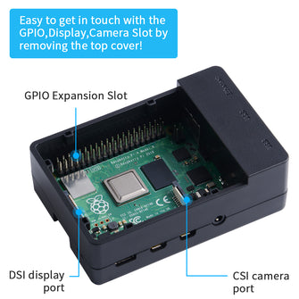 52Pi Raspberry Pi 4 Fan ABS Case with PWM Cooling Fan 40X40X10mm and 4pcs Raspberry Pi 4 Heatsink for Raspberry Pi 4 Model B (Black with Large Fan)