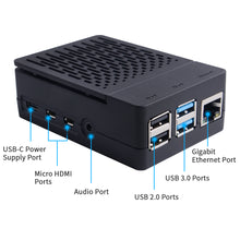 52Pi Raspberry Pi 4 Fan ABS Case with PWM Cooling Fan 40X40X10mm and 4pcs Raspberry Pi 4 Heatsink for Raspberry Pi 4 Model B (Black with Large Fan)